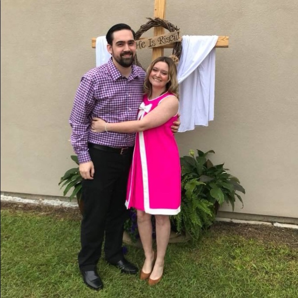 Neon Pink with White Bow Detail